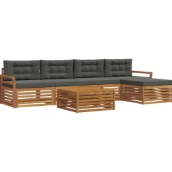 vidaXL Conjunto de sofás de exterior 6 pcs Natural y antracita Online