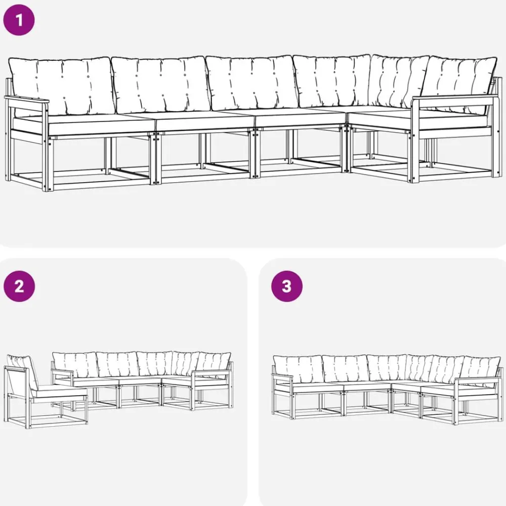 vidaXL Conjunto de sofás de exterior con cojín 5 pcs Natural y beige Outlet