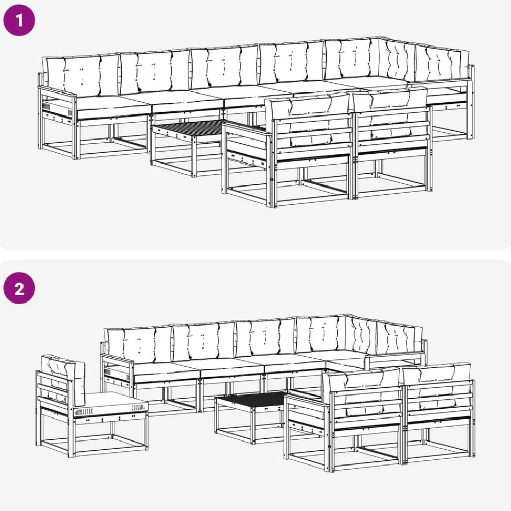 vidaXL Conjunto de sofás de exterior 9 pcs Natural y antracita Sale