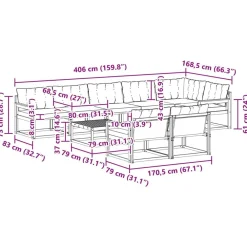vidaXL Conjunto de sofás de exterior con cojín 9 pcs Natural y beige Discount