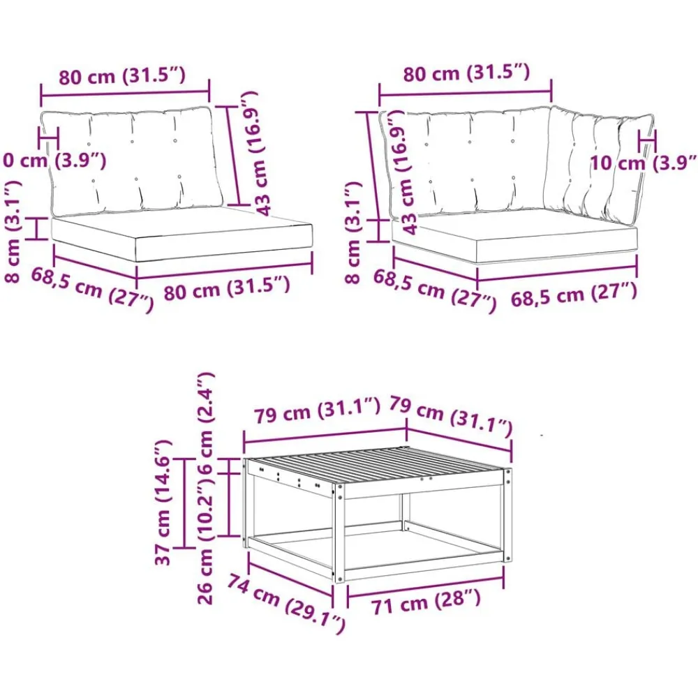 vidaXL Conjunto de sofás de exterior con cojín 9 pcs Natural y beige Discount