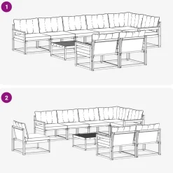 vidaXL Conjunto de sofás de exterior con cojín 9 pcs Natural y beige Discount
