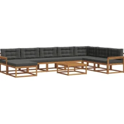 vidaXL Conjuntos De Muebles-Conjunto de sofás de exterior 9 pcs