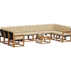 vidaXL Conjuntos De Muebles-Conjunto de sofás de exterior con cojín 11 pcs