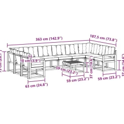 vidaXL Conjuntos De Muebles-Conjunto de sofás de exterior con cojín 11 pcs