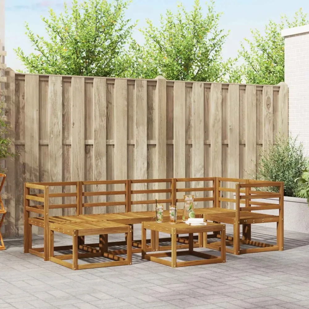 vidaXL Conjuntos De Muebles-Conjunto de sofás de exterior con cojín 7 pcs