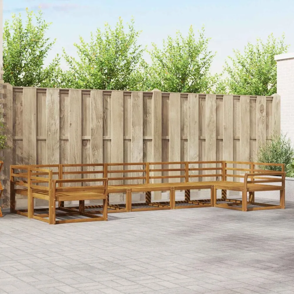 vidaXL Conjunto de sofás de exterior 7 pcs Natural Online