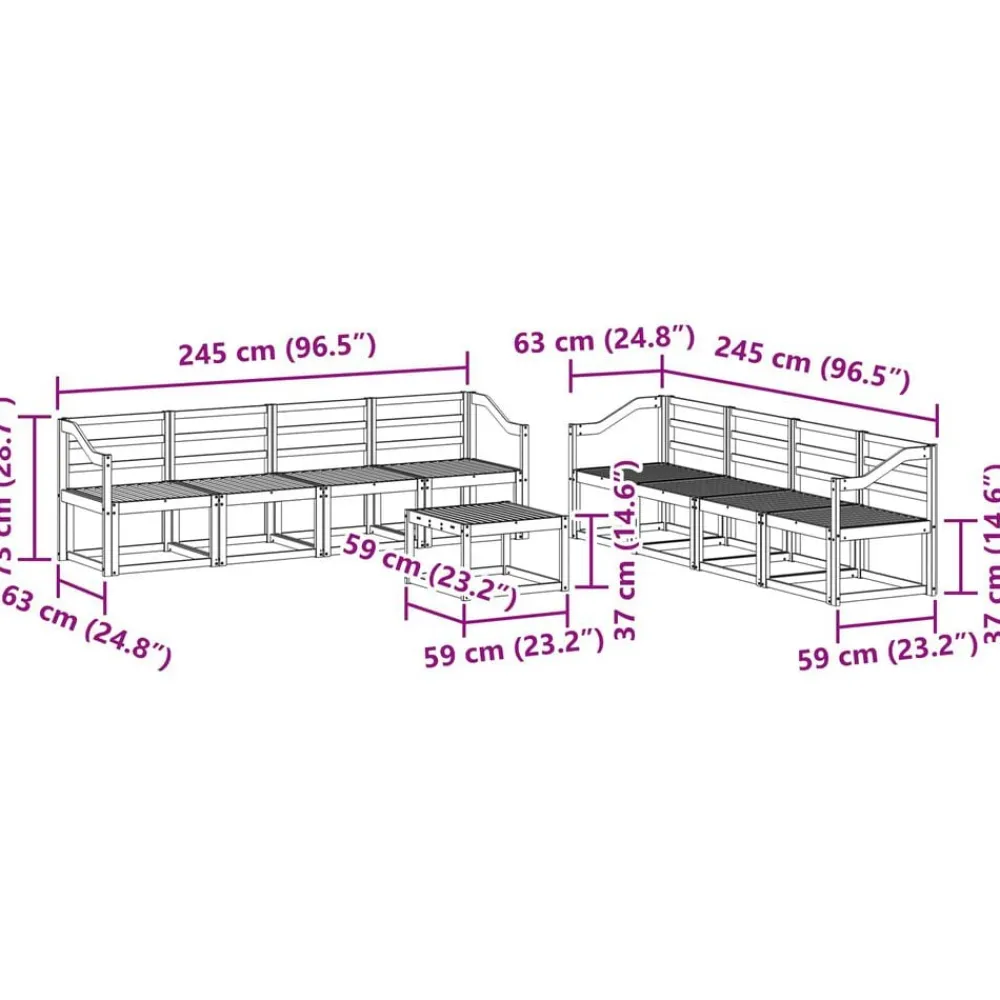 vidaXL Conjuntos De Muebles-Conjunto de sofás de exterior 9 pcs