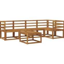 vidaXL Conjuntos De Muebles-Conjunto de sofás de exterior 6 pcs Gris Natural y Claro