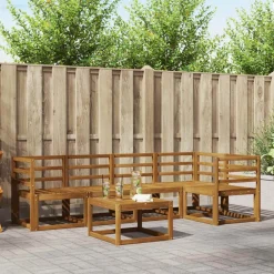 vidaXL Conjuntos De Muebles-Conjunto de sofás de exterior 6 pcs Gris Natural y Claro