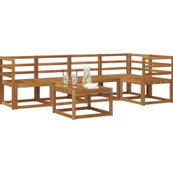 vidaXL Conjuntos De Muebles-Conjunto de sofás de exterior 6 pcs Gris Natural y Claro