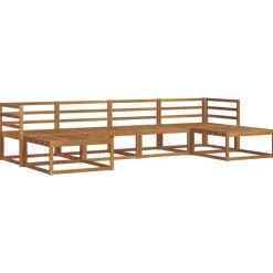 vidaXL Conjunto de sofás de exterior con cojín 6 pcs Natural y Beige Outlet