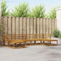 vidaXL Conjunto de sofás de exterior con cojín 6 pcs Natural y Beige Outlet