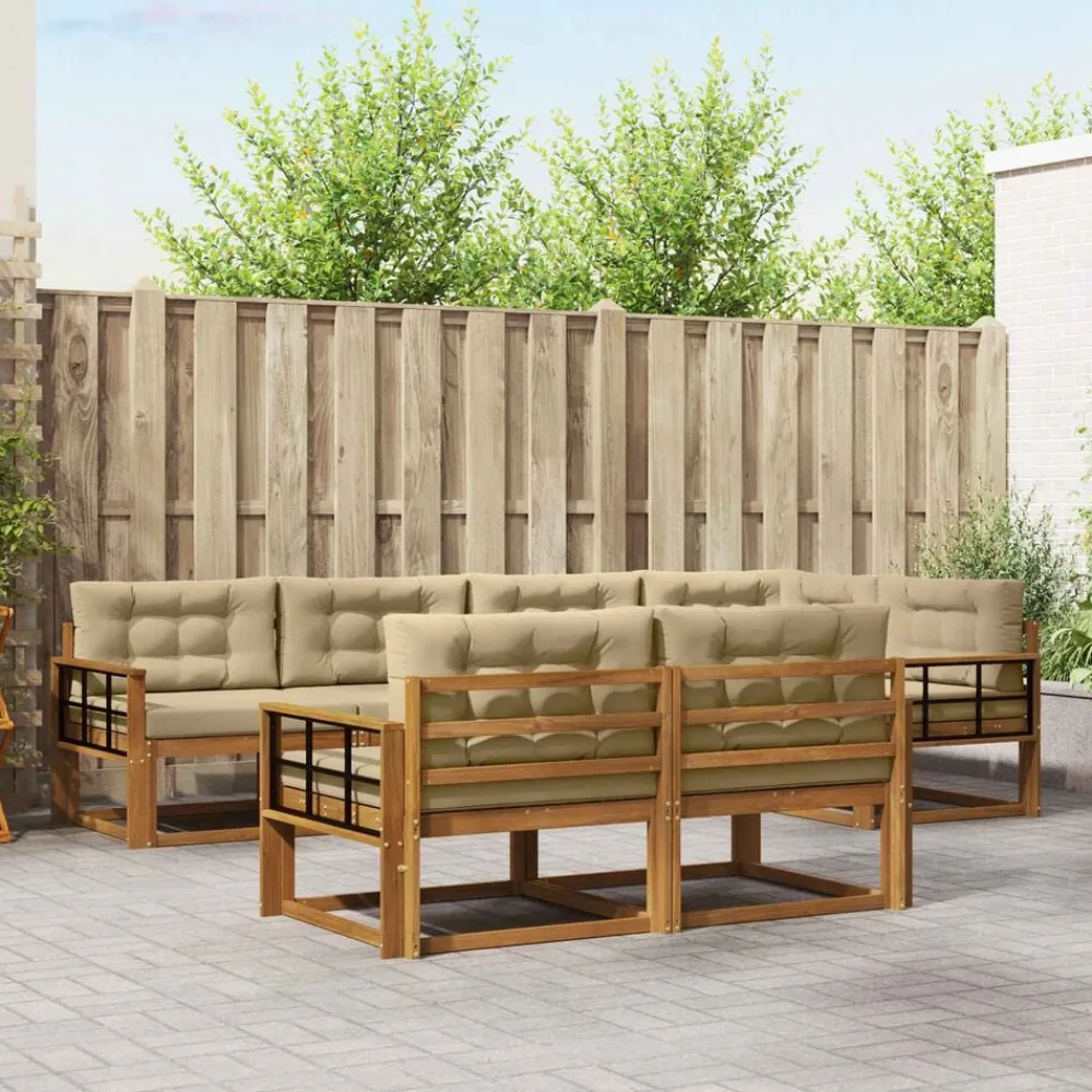 vidaXL Conjuntos De Muebles-Conjunto de sofás de exterior con cojín 7 pcs