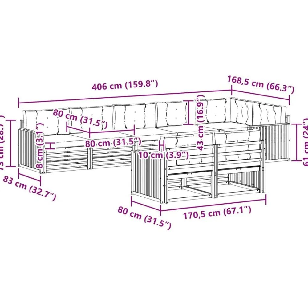 vidaXL Conjuntos De Muebles-Conjunto de sofás de exterior 8 pcs
