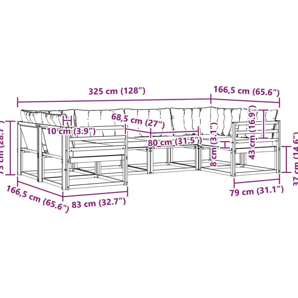 vidaXL Conjuntos De Muebles-Conjunto de sofás de exterior con cojín 6 pcs