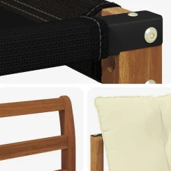 vidaXL Conjunto de sofás de exterior con cojín 5 pcs Natural y crema Sale