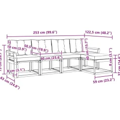 vidaXL Conjunto de sofás de exterior con cojín 5 pcs Natural y crema Sale
