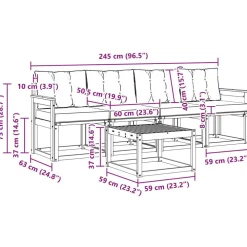 vidaXL Conjuntos De Muebles-Conjunto de sofás de exterior 5 pcs Gris Natural y Claro