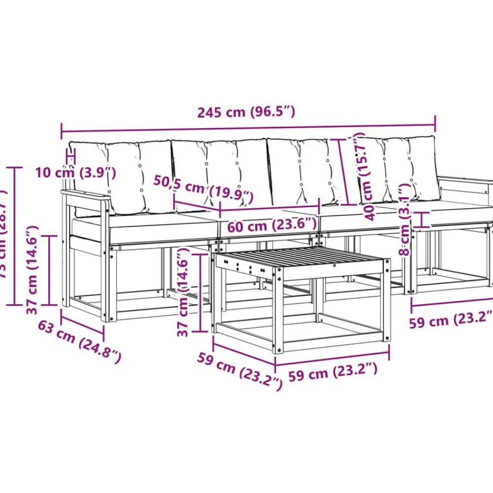 vidaXL Conjuntos De Muebles-Conjunto de sofás de exterior 5 pcs Gris Natural y Claro