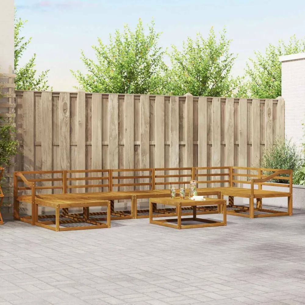 vidaXL Conjunto de sofás de exterior 8 pcs Natural Clearance