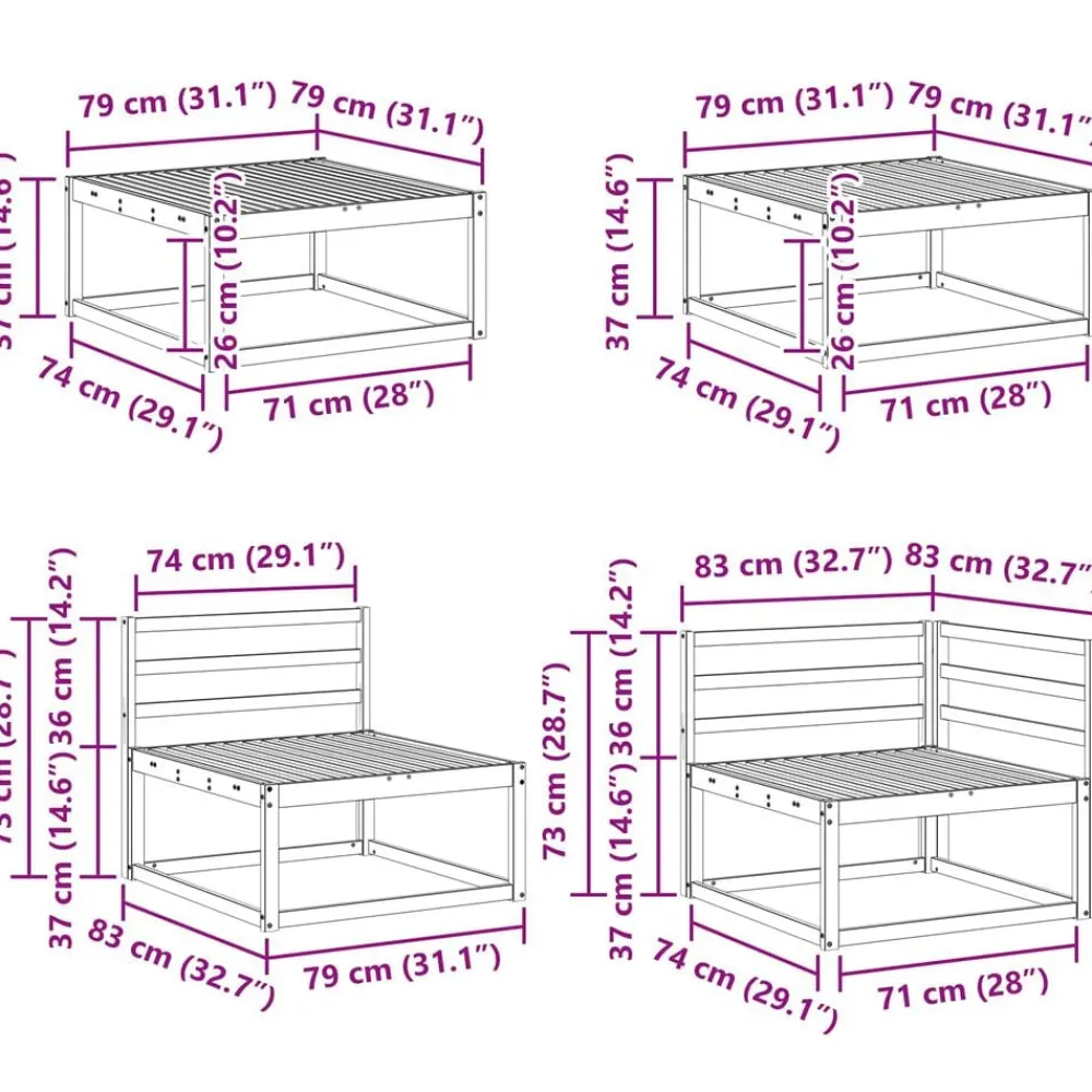 vidaXL Conjunto de sofás de exterior 8 pcs Natural Clearance
