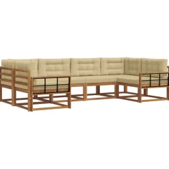 vidaXL Conjunto de sofás de exterior con cojín 6 pcs Natural y beige Hot