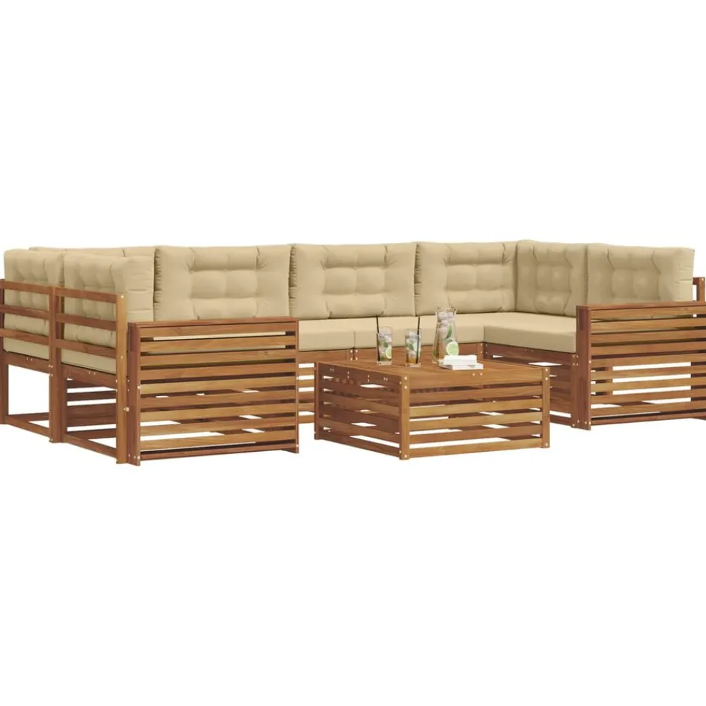 vidaXL Conjuntos De Muebles-Conjunto de sofás de exterior con cojín 7 pcs