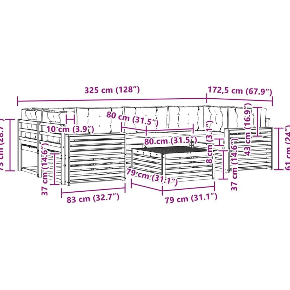 vidaXL Conjuntos De Muebles-Conjunto de sofás de exterior con cojín 7 pcs