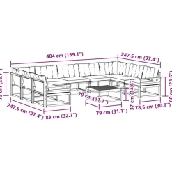 vidaXL Conjunto de sofás de exterior con cojín 10 pcs Natural y negro