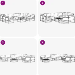 vidaXL Conjunto de sofás de exterior con cojín 10 pcs Natural y negro