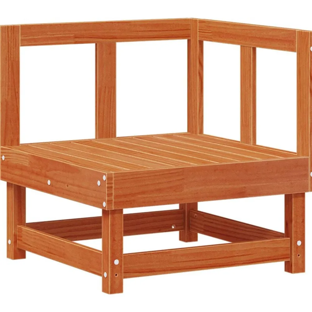 vidaXL Muebles De Jardín-Conjunto de Sofás de Jardín 7 pcs Marrón Cera Pino macizo