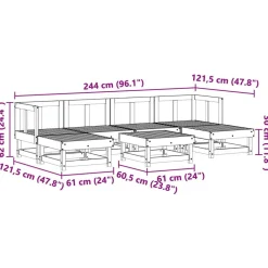 vidaXL Muebles De Jardín-Conjunto de Sofás de Jardín 7 pcs Marrón Cera Pino macizo