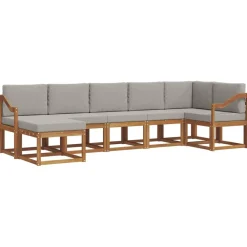 vidaXL Conjunto de sofás de exterior 7 pcs Gris Natural y Claro Gris claro y natural Online