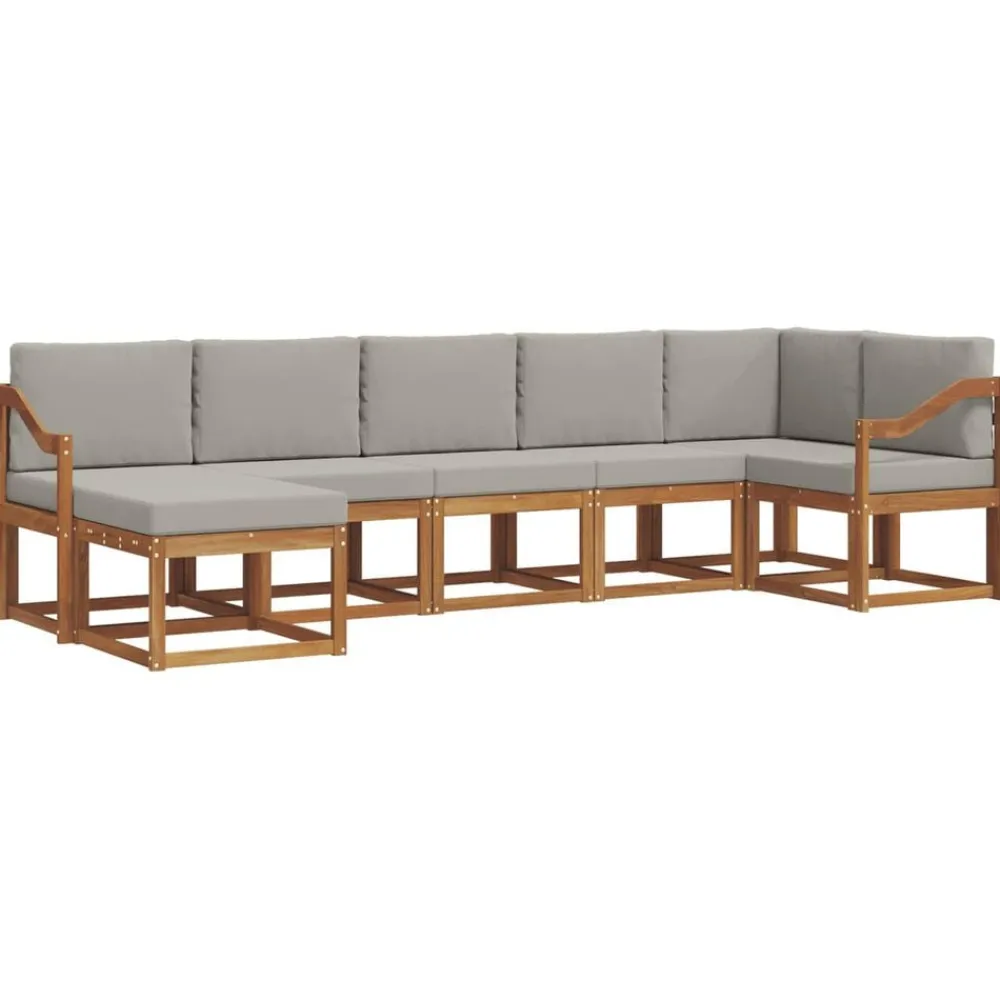 vidaXL Conjunto de sofás de exterior 7 pcs Gris Natural y Claro Gris claro y natural Online