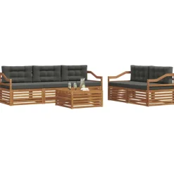 vidaXL Conjunto de sofás de exterior 6 pcs Natural y antracita Best