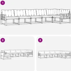 vidaXL Conjunto de sofás de exterior con cojín 6 pcs Natural y crema Discount