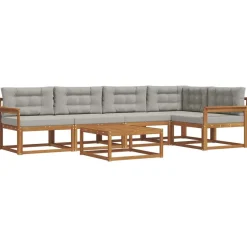 vidaXL Conjunto de sofás de exterior 6 pcs Gris Natural y Claro Gris claro y natural Outlet