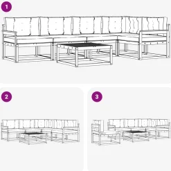 vidaXL Conjunto de sofás de exterior 6 pcs Gris Natural y Claro Gris claro y natural Outlet