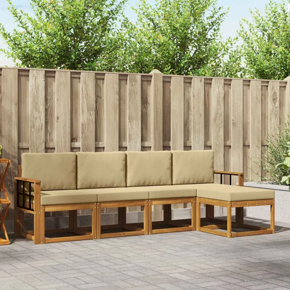 vidaXL Conjuntos De Muebles-Conjunto de sofás de exterior con cojín 5 pcs