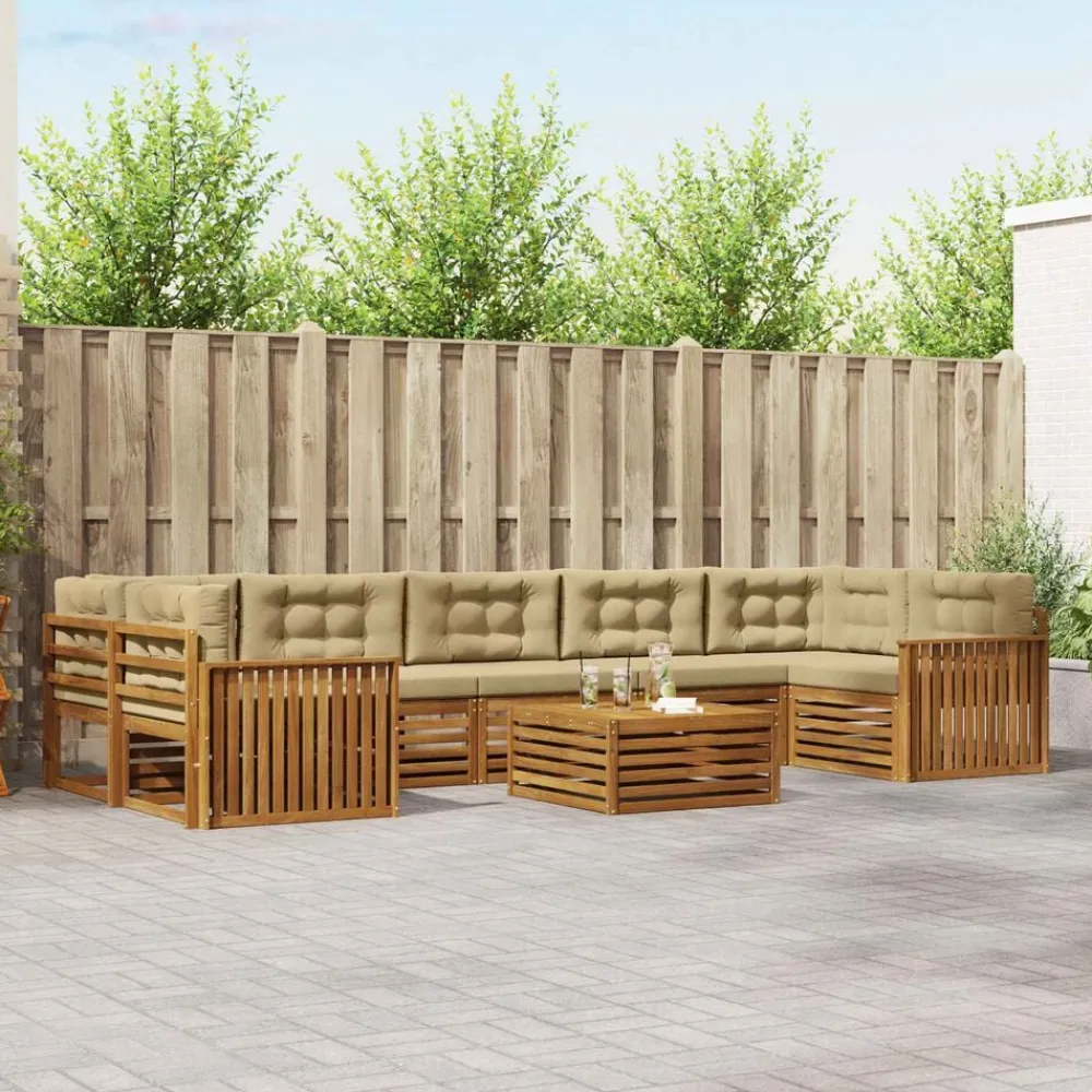 vidaXL Conjuntos De Muebles-Conjunto de sofás de exterior con cojín 8 pcs