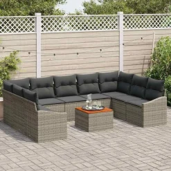 vidaXL Muebles De Jardín-Conjunto de sofás de jardín 10 pcs ratán sintético