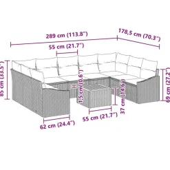vidaXL Muebles De Jardín-Conjunto de sofás de jardín 10 pcs ratán sintético