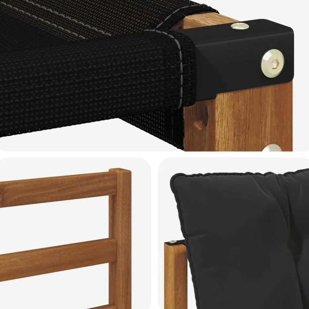 vidaXL Conjunto de sofás de exterior con cojín 6 pcs Natural y negro Discount