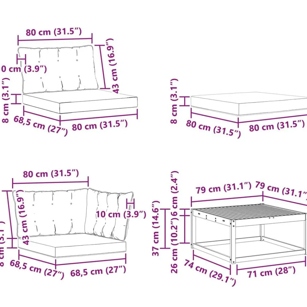 vidaXL Conjuntos De Muebles-Conjunto de sofás de exterior con cojín 19 pcs