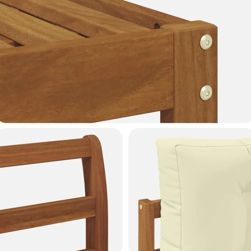 vidaXL Conjunto de sofás de exterior con cojín 9 pcs Natural y crema Discount