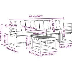 vidaXL Conjunto de sofás de exterior con cojín 5 pcs Natural y crema Outlet