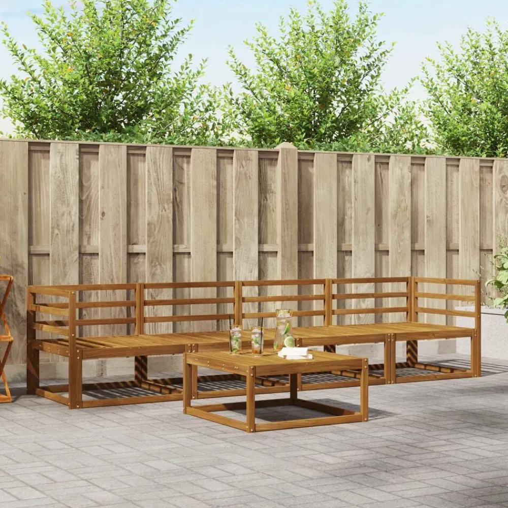 vidaXL Conjunto de sofás de exterior 5 pcs Natural Online