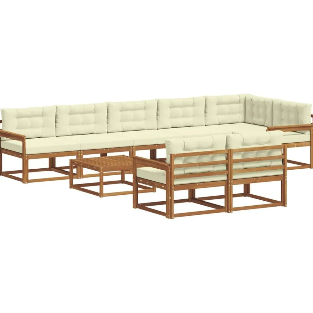 vidaXL Conjuntos De Muebles-Conjunto de sofás de exterior con cojín 9 pcs