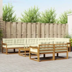 vidaXL Conjuntos De Muebles-Conjunto de sofás de exterior con cojín 9 pcs